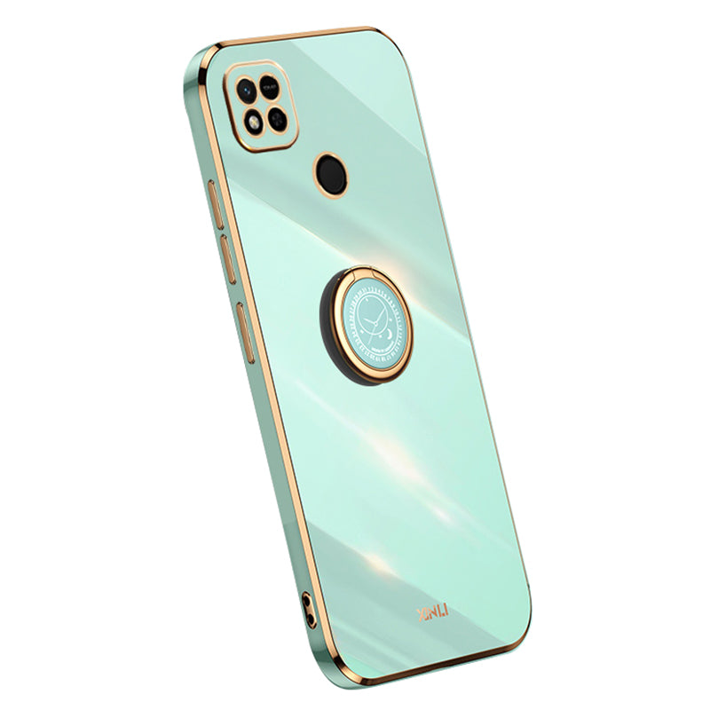 XINLI Ring Holder Kickstand Phone Case for Xiaomi Redmi 10A Electroplating Golden Edge TPU Phone Cover XINLI Ring Holder Kickstand Phone Case for Xiaomi Redmi 10A Electroplating Golden Edge TPU Phone Cover